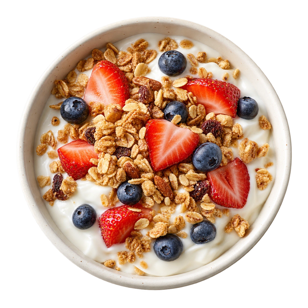 Iogurte com granola e frutas