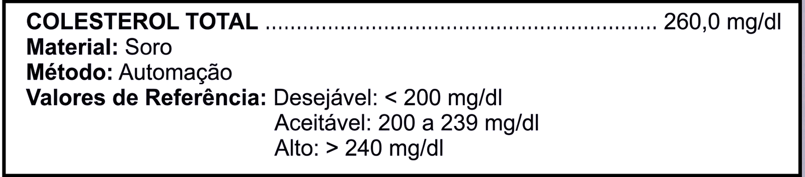 colesterol total exame